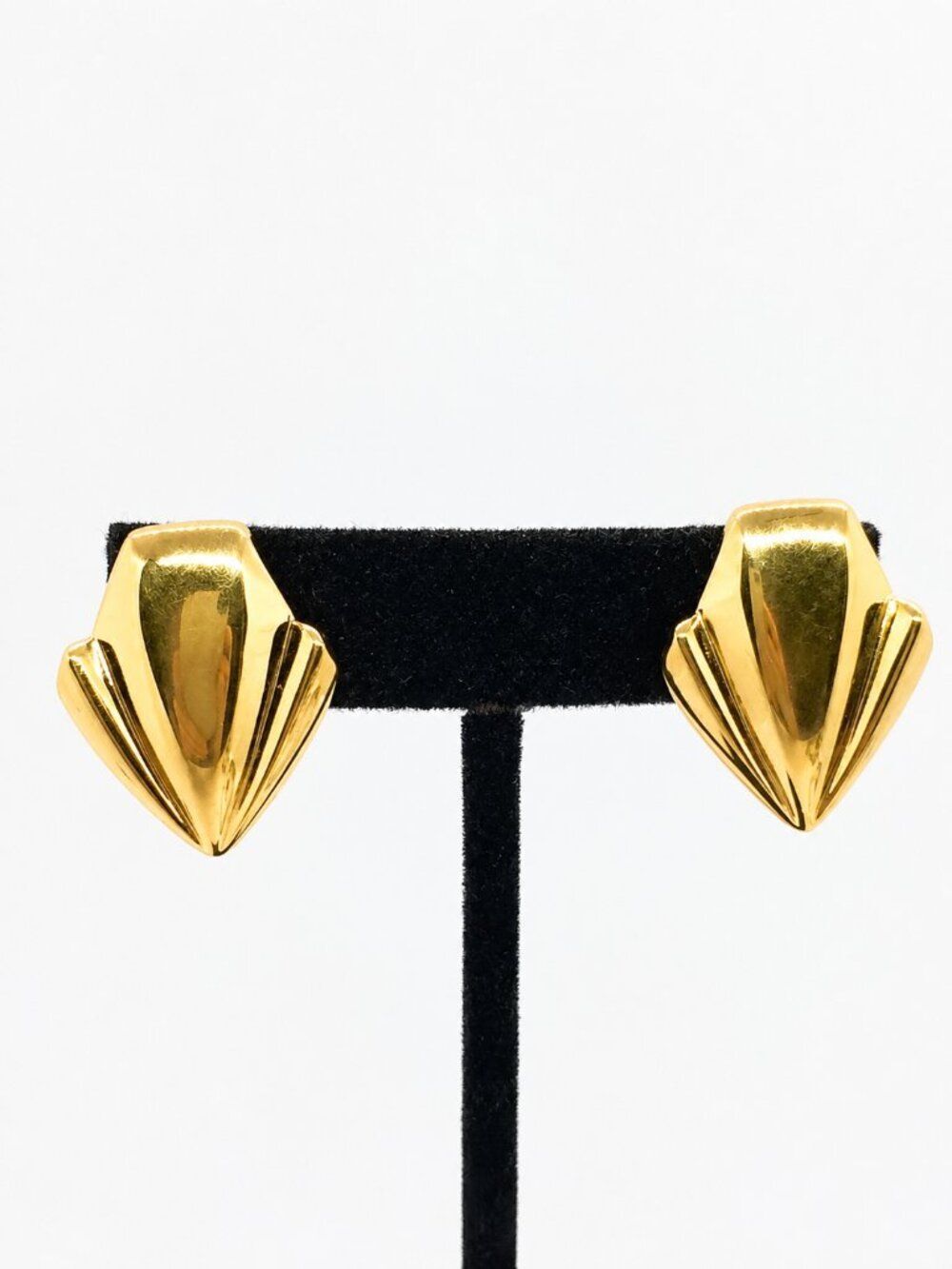 VINTAGE MONET Earrings Gold Tone Art Deco Quiet Luxury 90s Pierced